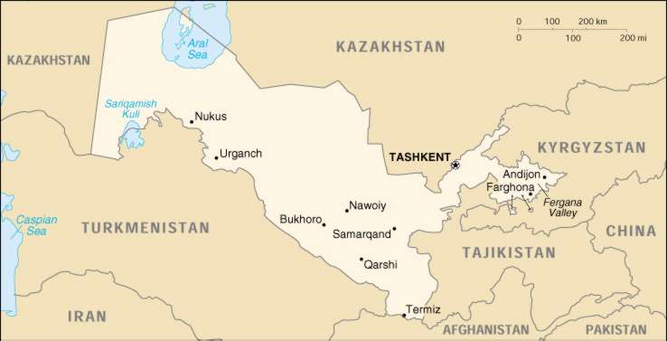 Map Of Uzbekistan 